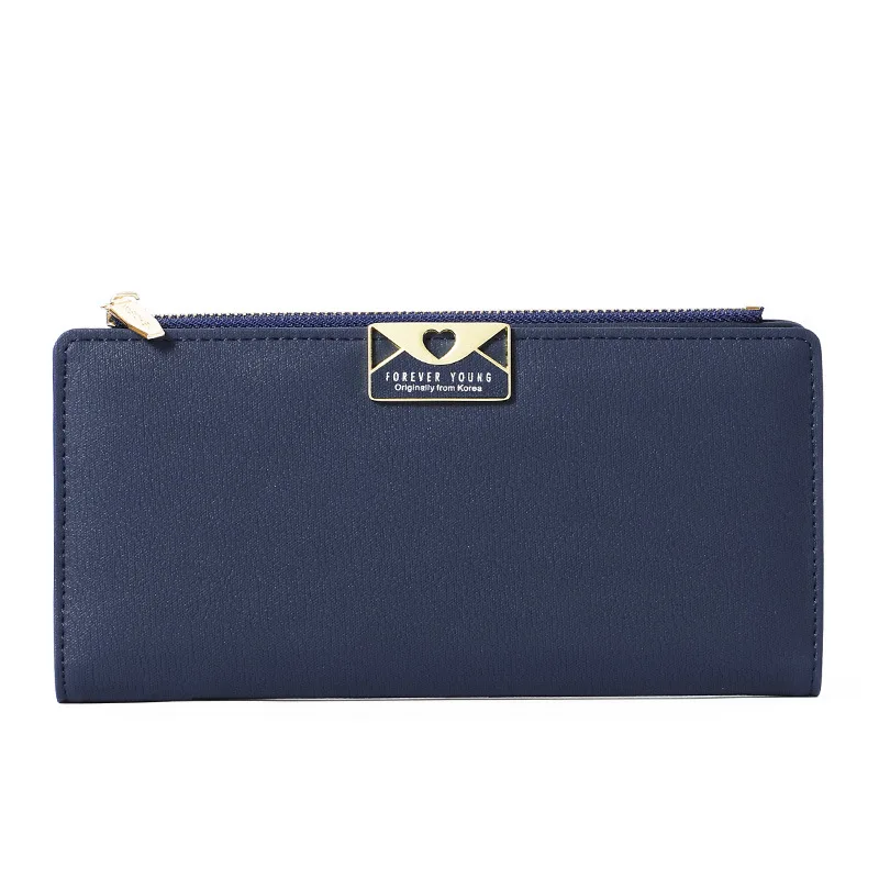 Simple Women Wallets Female Purses Leisure Purse Long Section Top Quality Clutch Wallet Soft PU Leather Money Bag Carteras - Цвет: 1deep blue