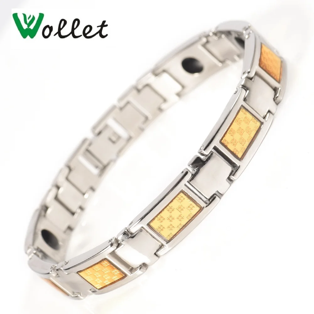

Wollet Jewelry Germanium Bracelet Bangle for Women Metallic Gold Color Carbon Fiber Healing Health Energy