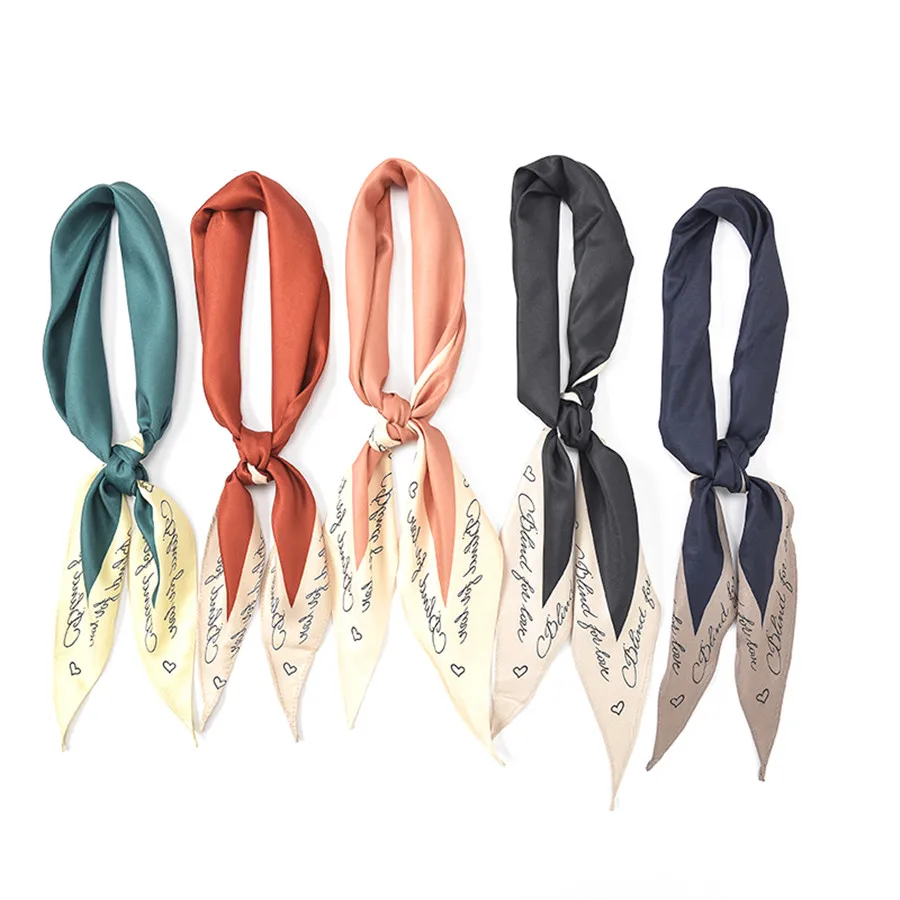 Autumn of 2018 women long silk scarf letter print scarves Fashion Women Square Scarf Head Neck Hair Tie |