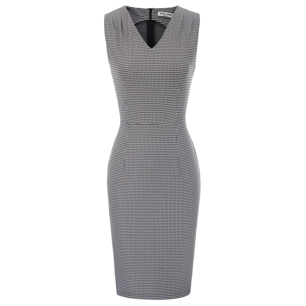 Женское элегантное узкое платье карандаш с v образным вырезом без рукавов