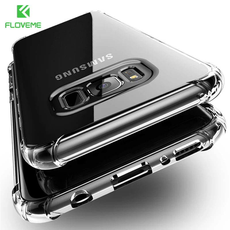 Противоударный чехол FLOVEME для Samsung Galaxy S9 S8 резиновый Прозрачный Note 8 S7 Edge iPhone 7 X Xiaomi