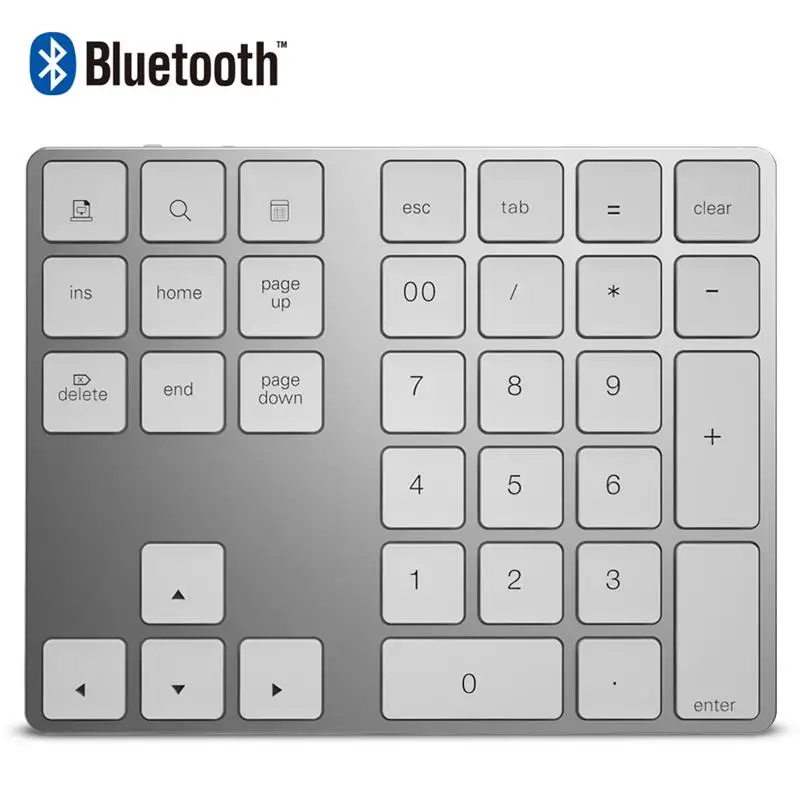 Bluetooth Номер площадку, Алюминий Перезаряжаемые Беспроводной Цифровой клавиатуре тонкий 34-ключи внешней клавиатуры ввода данных для Macbook IMac