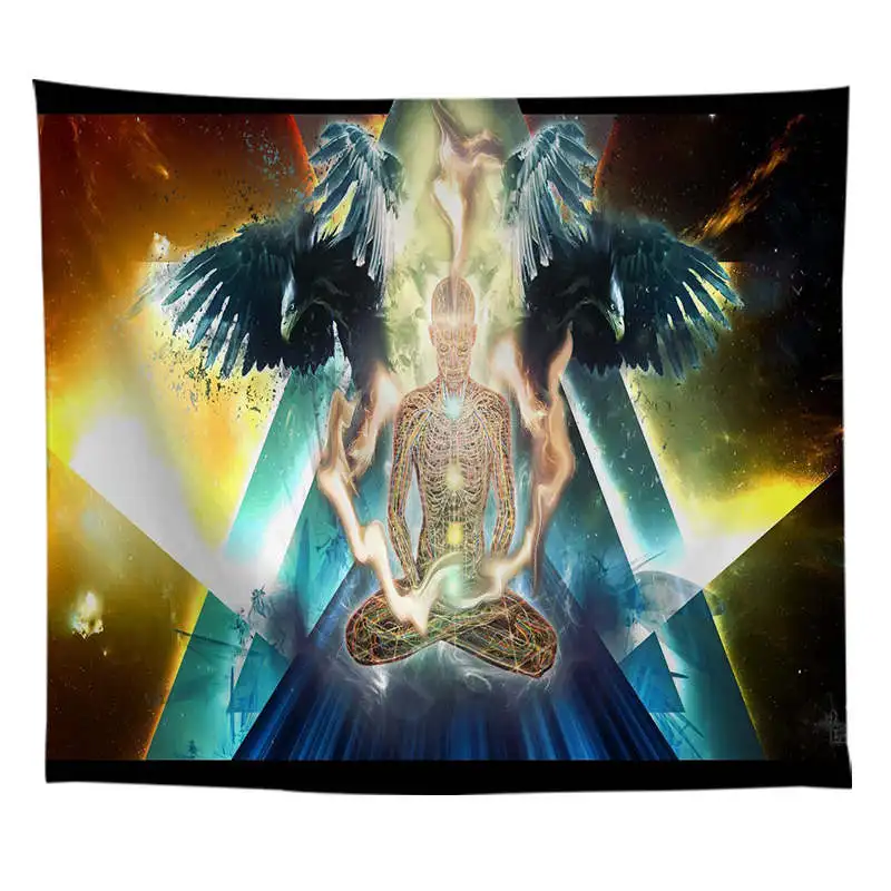 T076-17 ZEIMON Абстрактная живопись психоделический гобелен красочные настенные гобелены религия национальные особенности общежития стены искусства йога коврик - Color: T076-17