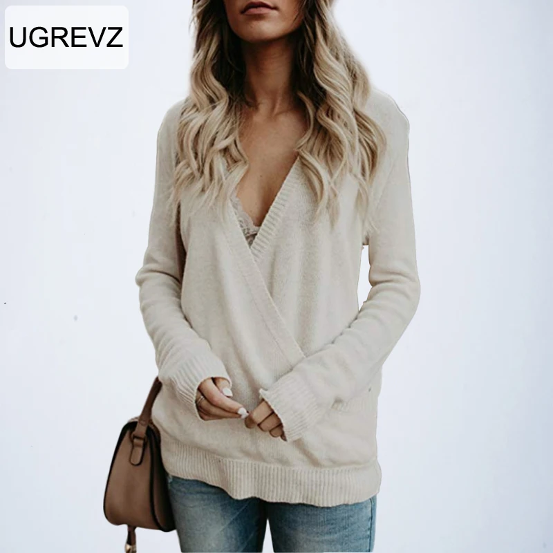 Women Sweaters and pullovers 2018 new autumn winter female sweaters fashion women plus size runway v neck black | Женская одежда