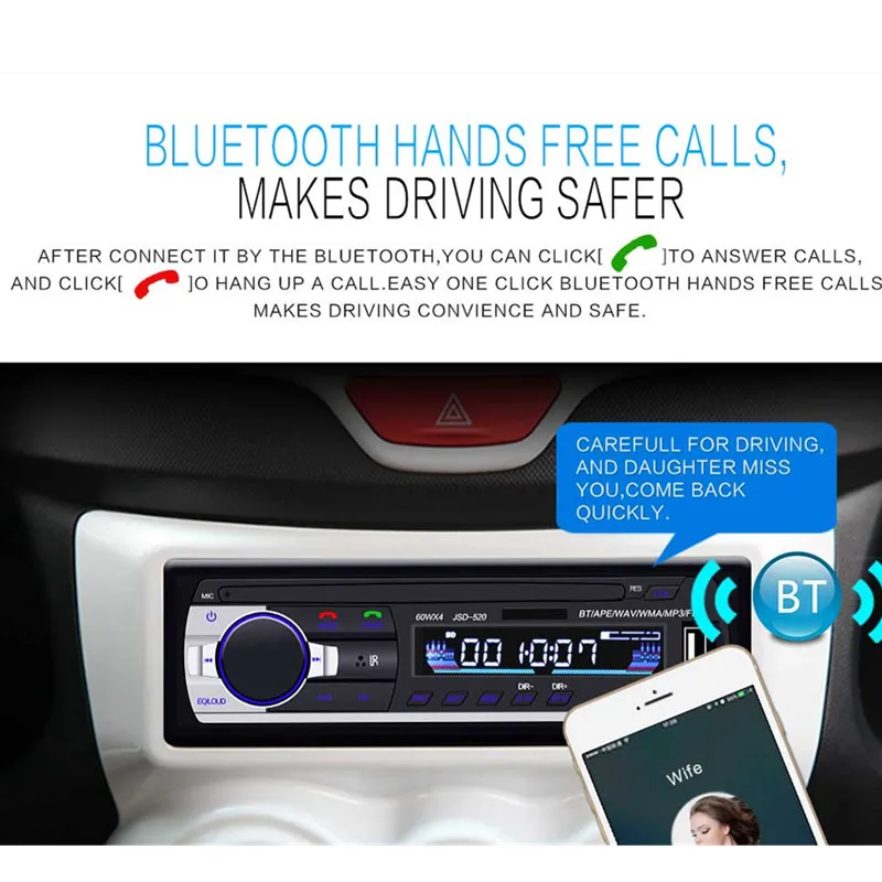 Автомагнитола 1DIN стерео с дистанционным управлением цифровая Bluetooth аудио музыка