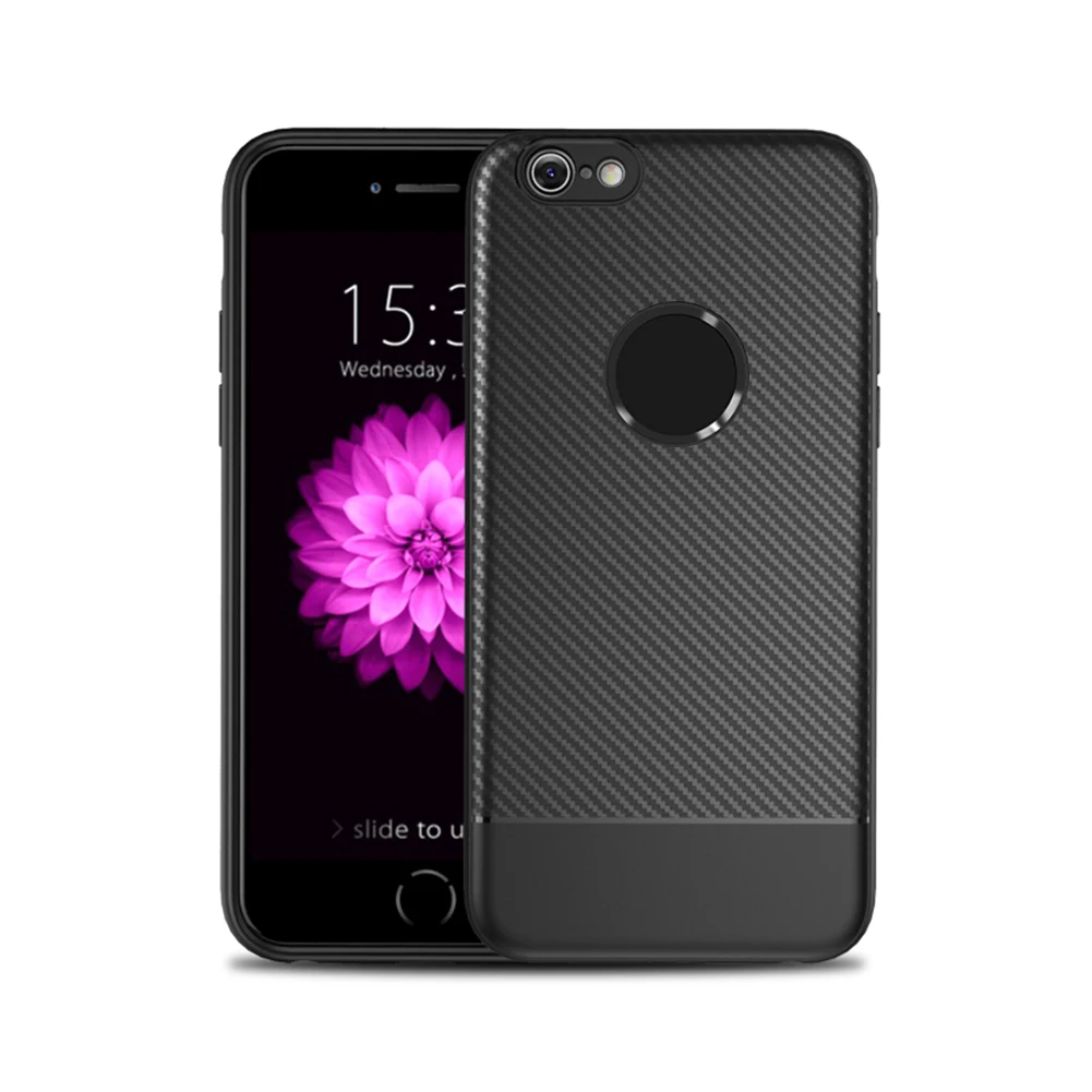 Чехол из углеродного волокна для iphone 7 8 plus, тонкий чехол, Роскошный чехол для iphone 6S 6 plus 8 X XS MAX XR, силиконовый мягкий черный Чехол - Цвет: Black