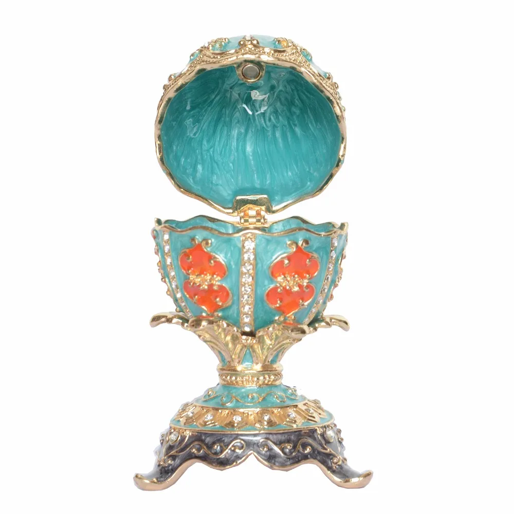 Пасха синий русский faberge украшения для яиц безделушка кольцо коробка винтажный Декор металлический сплав ремесла подарок на день рождения для нее рождественские подарки