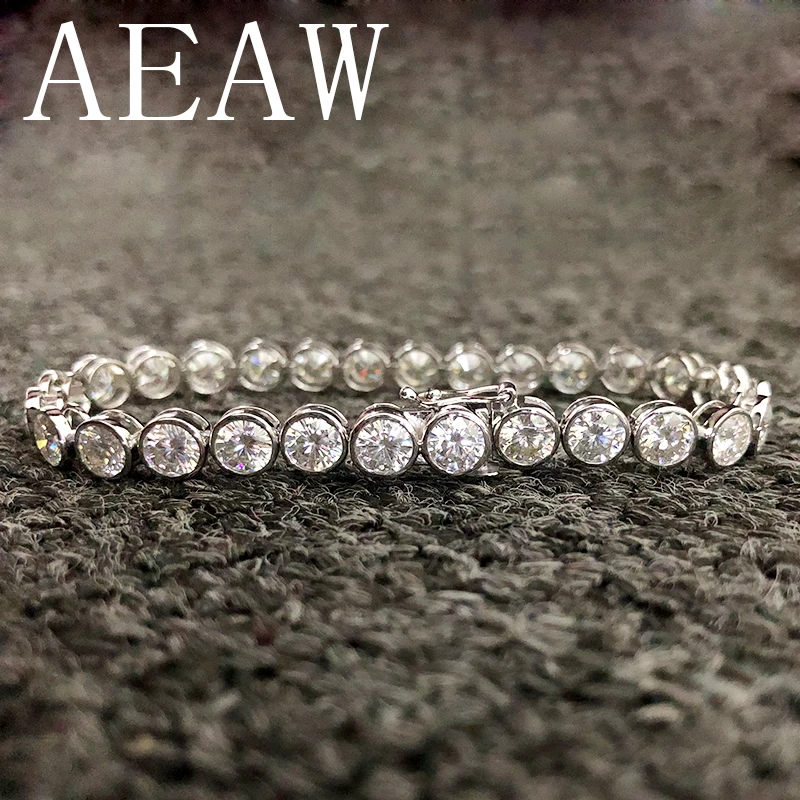 AEAW Lovely 6ctw Solid 14Kt Белое золото DF 3 мм Moissanite лабораторный алмаз свадебный ободок браслет для женщин день рождения ювелирные изделия подарок