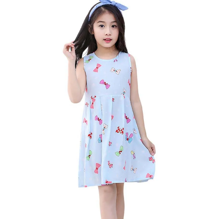 Summer kids clothes girls print cartoon beautiful Knee-Length dresses 2-13T children shirt trousers baby clothing outwear | Детская