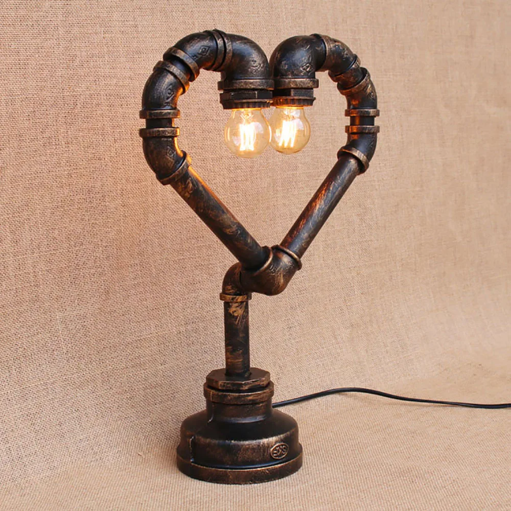 Промышленные паровые панковские трубы с сердечками настольные лампы