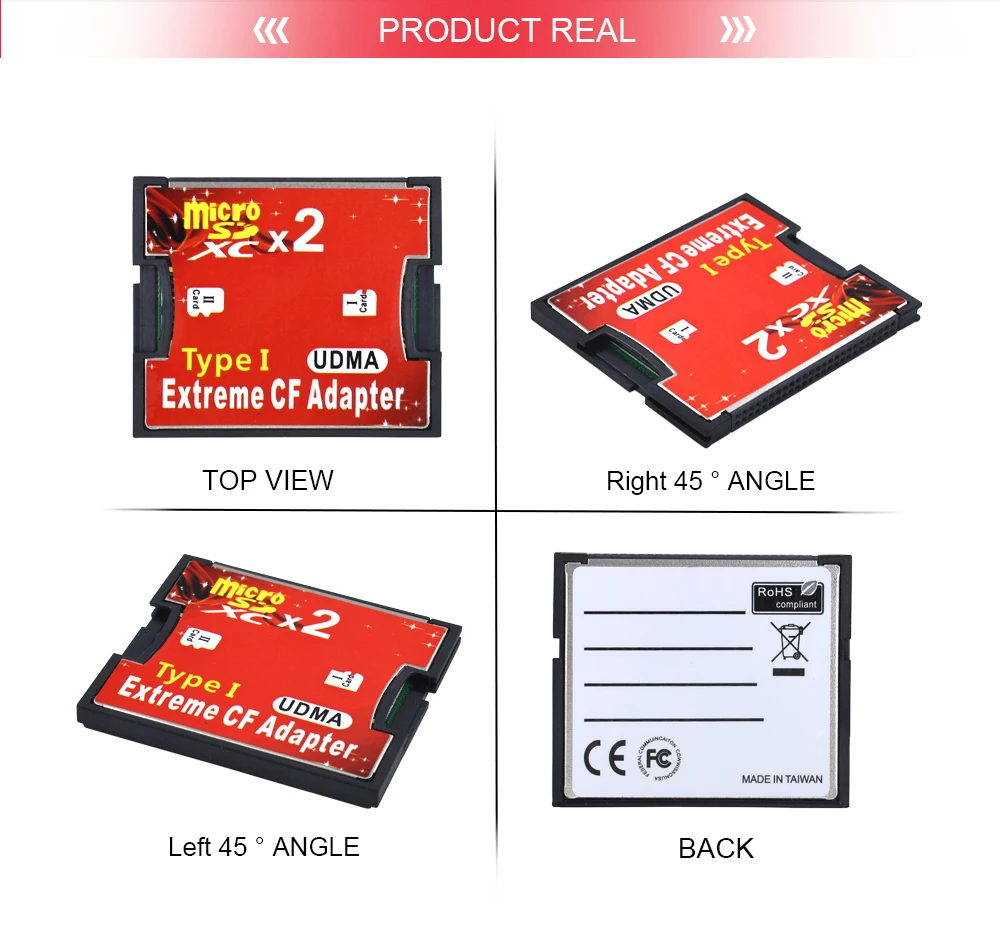 TISHRIC 2 порта Micro SD TF для CF адаптер для MicroSD HC для Compact Flash type I устройство для чтения карт памяти конвертер