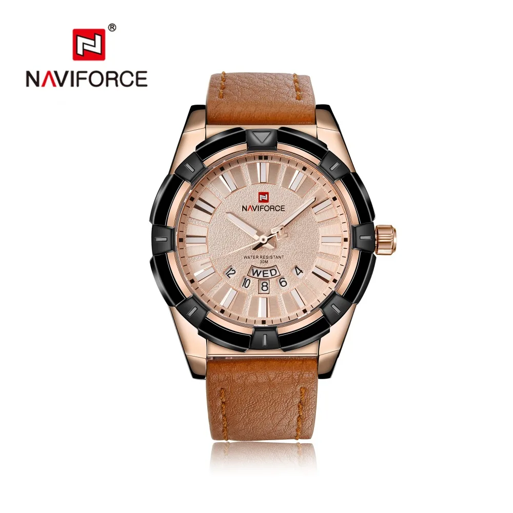 NAVIFORCE Топ люксовый бренд мужские модные повседневные спортивные часы с кожаным