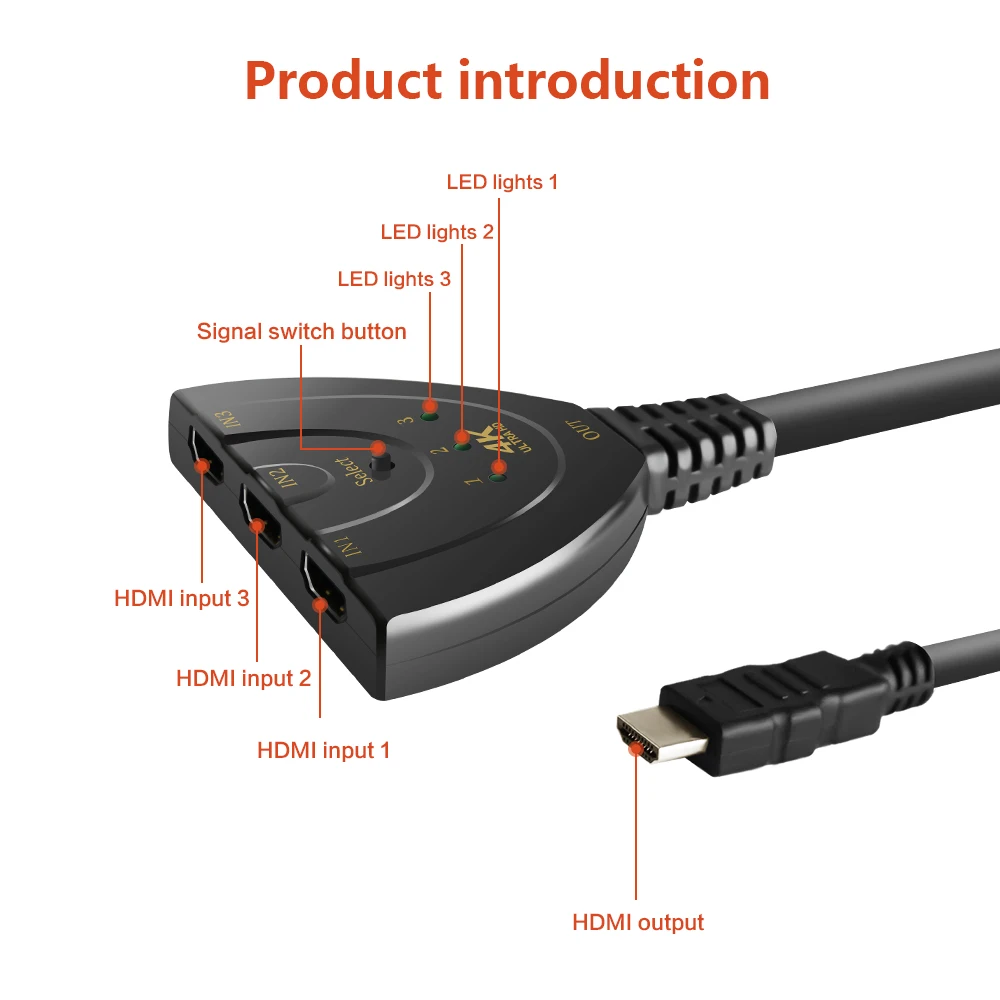 Совместимому с HDMI переключатель 4K * 2K 3D Mini 3 Порты и разъёмы 1.4b 4 Переключатель