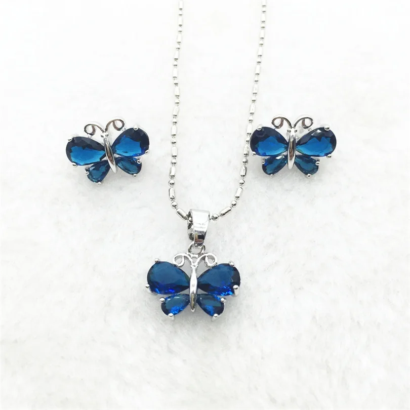 Циркониевая бабочка дизайн свадебные серьги белого золота цвет ожерелье Модные