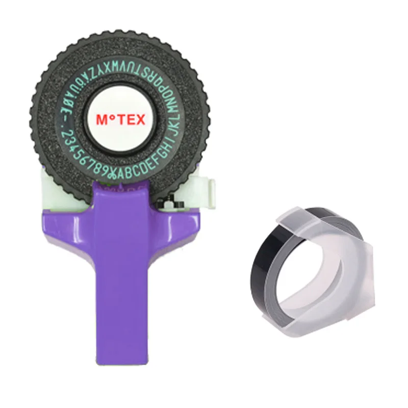 Фиолетовый MoTeX E101 Принтер этикеток с 1 рулон Черная лента мини DIY ручной Dymo 3D