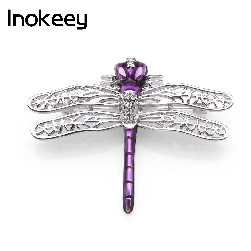 Inokeey полые крылья стрекоза брошь булавки Фиолетовый насекомое Броши для женщин