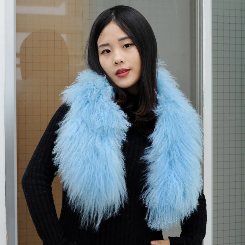 Free Shipping CX-A-52J Women Winter Collar Wholesale Real Mongolian Lamb Fur Scarf |