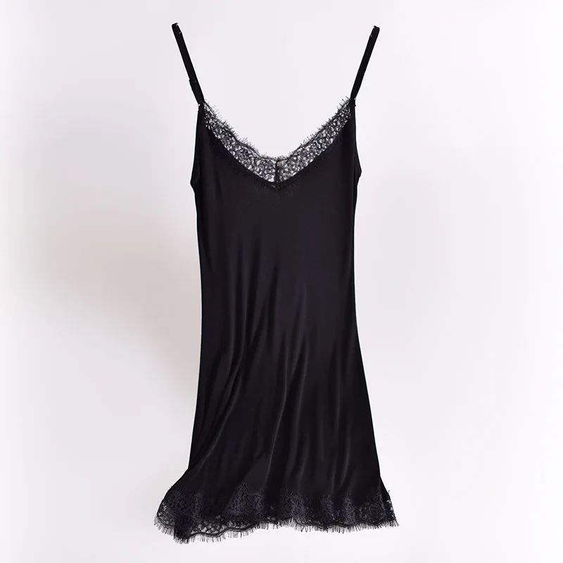 Комбинация женская кружевная с V образным вырезом удобное трикотажное шелковое