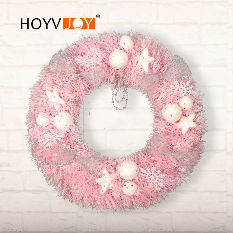 HOYVJOY розовые венки Новогодние украшения шар великолепное декоративное украшение 40 см светодиодный гирлянды двери настенные принадлежности Рождественские Свадебные украшения