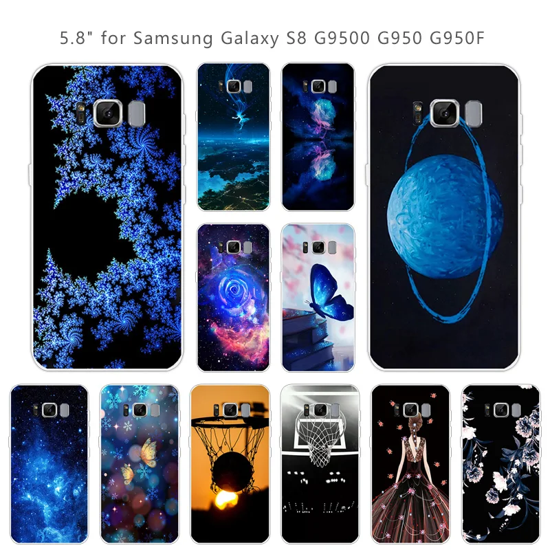 5 8 "для Samsung Galaxy S8 синий прозрачный мягкий силиконовый чехол для G955F G950F Fundas Capa S