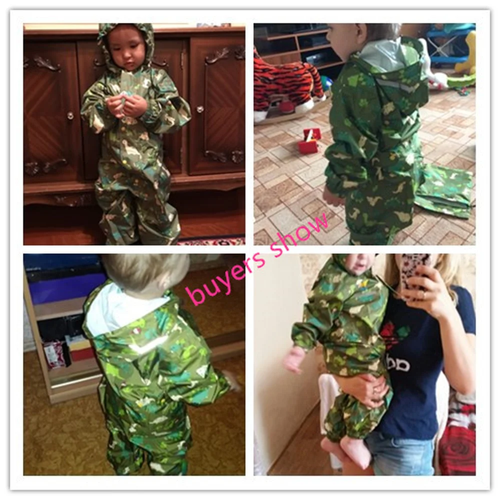 

Boys Raincoat for Children Hood Waterproof Windbreaker Jumpsuit Rain Suit Kid Rain Cover Duck Raincoat Plaid and Hat 3DYY020