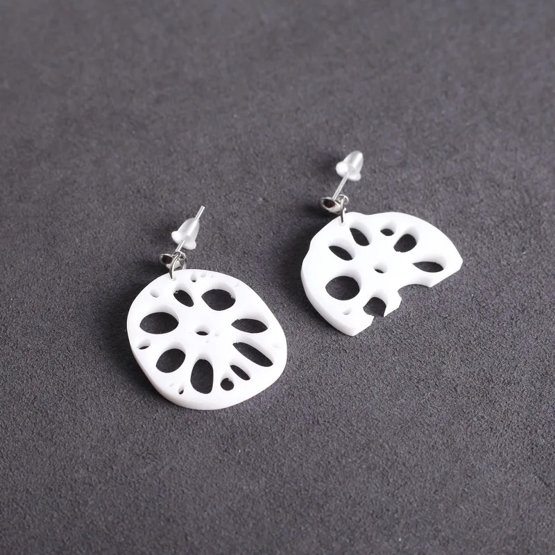 Fashion Hip Hop Jewelry Night Club Acrylic Asymmetric Lotus Root Earrings For Women | Украшения и аксессуары