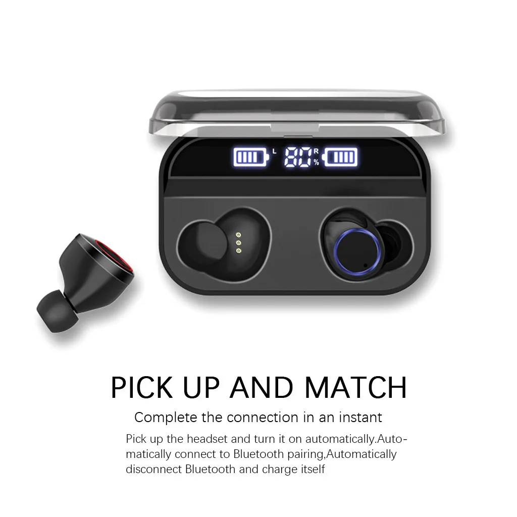 Беспроводная гарнитура TWS Mini True Bluetooth 5 0 стерео бас в ухо с 2600mA зарядным
