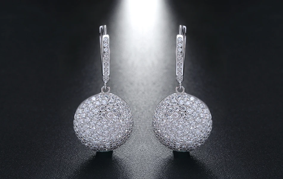 ORSA JEWELS Стерлинговое Серебро 925 серьги круглой формы с зубцами вымощенные AAA CZ блестящие выдолбленные сзади висячие серьги SE42