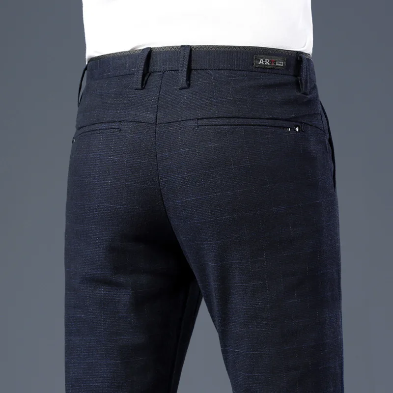 

ICPANS Fomal Suit Trousers Men Summer Business Office Dress Pants Mens Clothing Straight Plaid Suit Pants Wedding