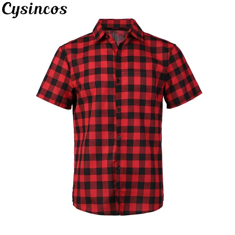 CYSINCOS красная черная клетчатая рубашка мужские рубашки 2019 новая мода Chemise Homme