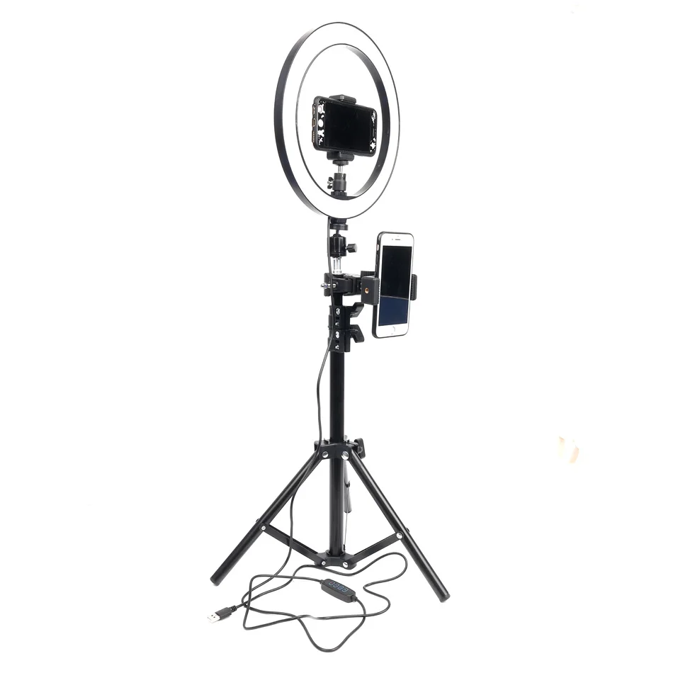 

Photography LED Selfie Ring Light 26cm Three-speed Stepless Lighting Dimmable + 1.6m Tripod For Makeup Youtobe Video Live Studio