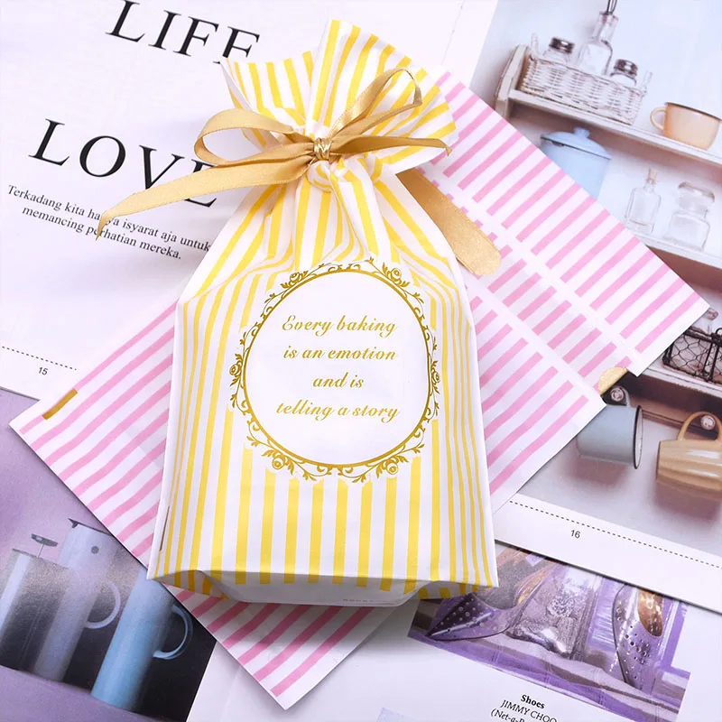 5 шт./лот пластиковая подарочная сумка розовая желтая Свадебная для конфет