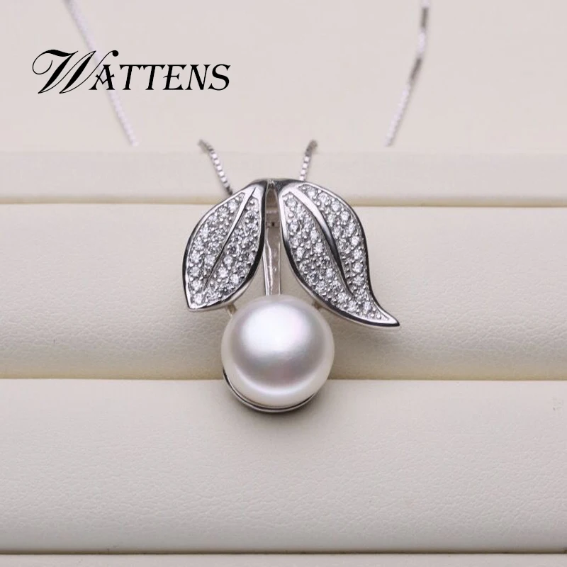 

Natural Freshwater Pearl necklaces 925 sterling silver pendant brand for women white black pearls accessories Bohemia Leaves new