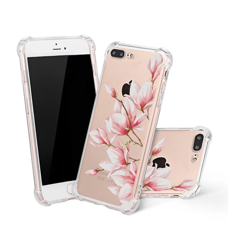 Дизайнерские чехлы для телефонов с цветочным рисунком iPhone 6 6S 7 8 Plus 10 мягкий