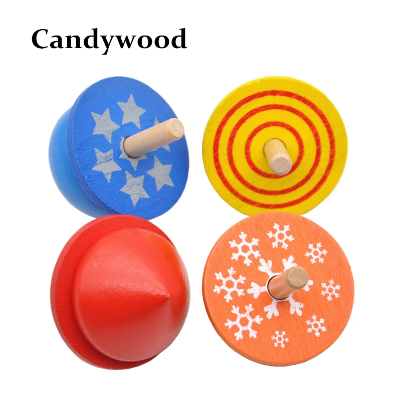 Candywood 4 шт./лот Детские деревянные игрушки красочный бейблейд спиннинг лучшие