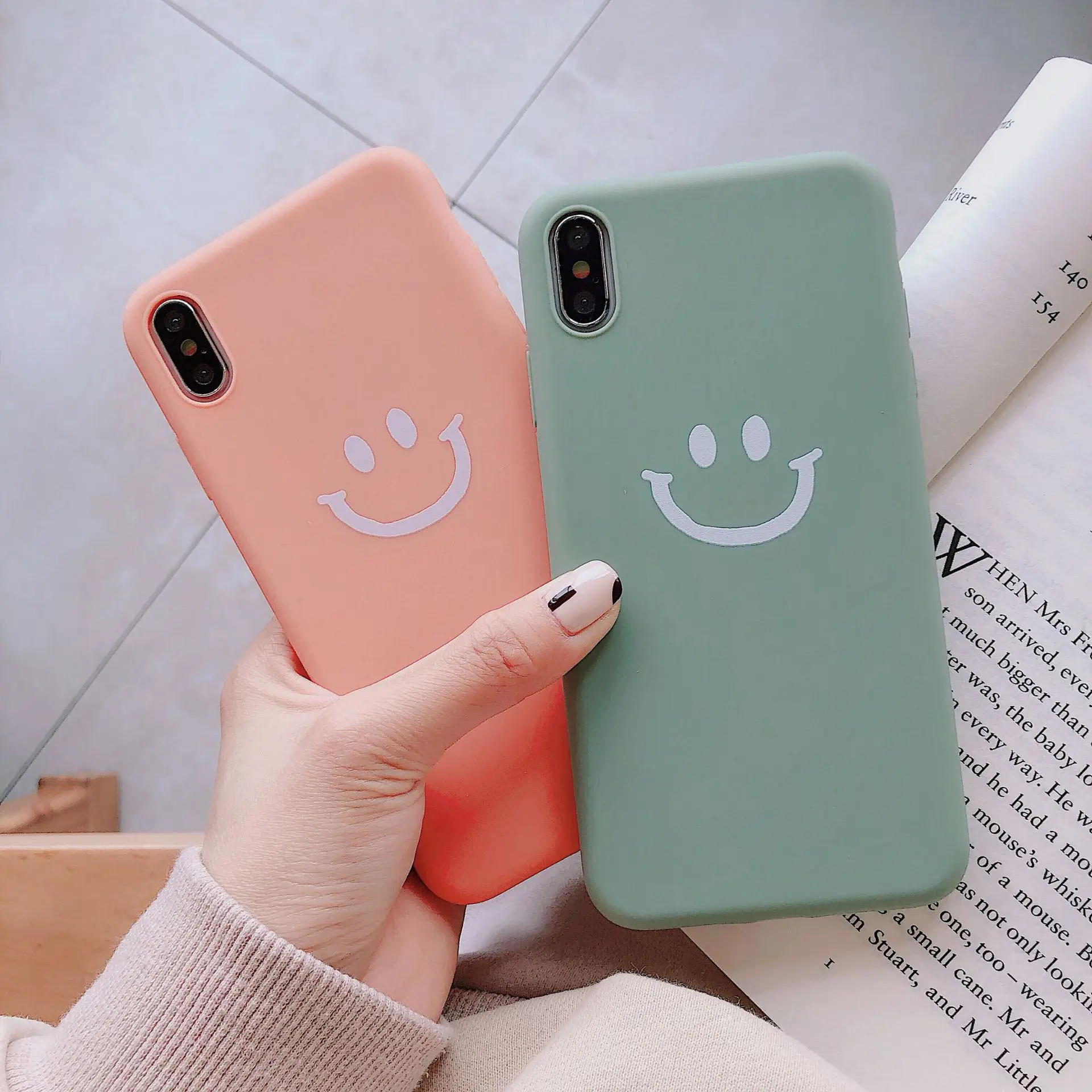 Простой милый чехол для телефона со смайликом iPhone X XS XR Max 6 6S 7 8 Plus матовый Мягкий