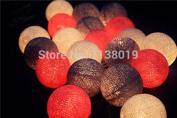 Микс темно серая/ярко розовая/кремово Белая Гирлянда из 20 хлопковых шариков