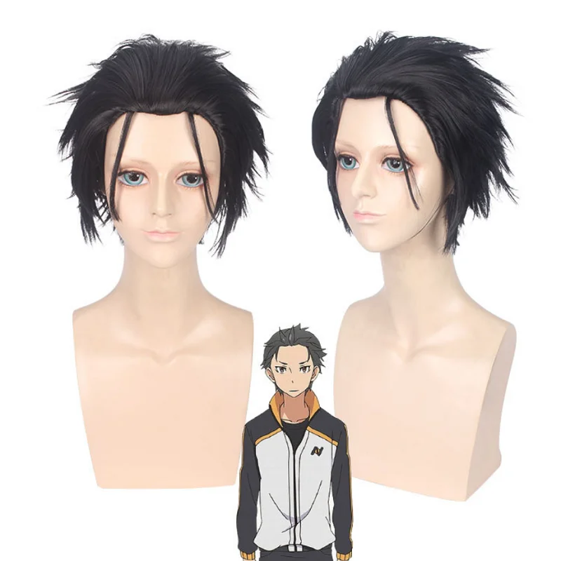 

30CM Subaru Natsuki Cosplay Wig Re:Life in a different world from zero Anime Costume short black Synthetic Hair Party Wigs