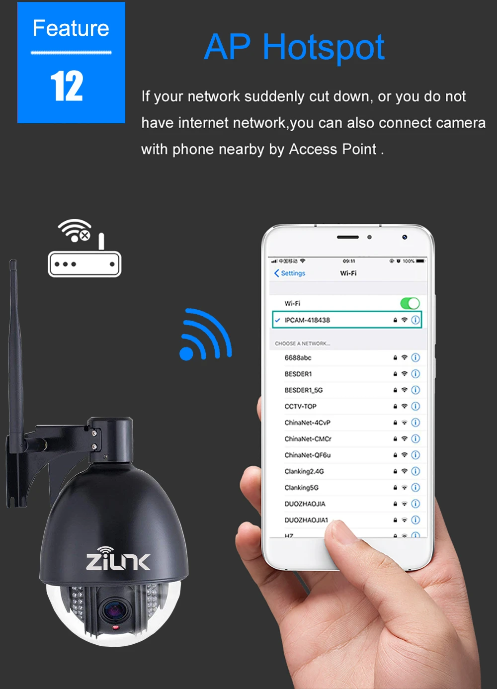 ZILNK ip-камера безопасности, открытая PTZ 5X Zoom Onvif 960P 1080P HD беспроводная wifi Мини скоростная купольная камера, водонепроницаемая H.264 IR 50M