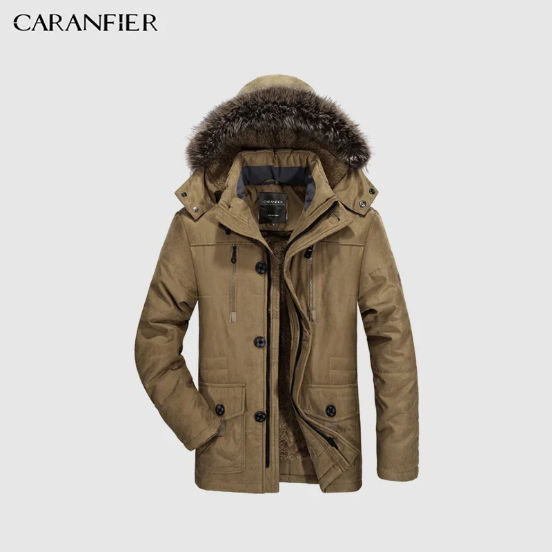 

Куртка CARANFIER мужская с капюшоном, утепленная верхняя одежда, бархатное пальто средней длины, модная куртка на молнии, зима M-5XL