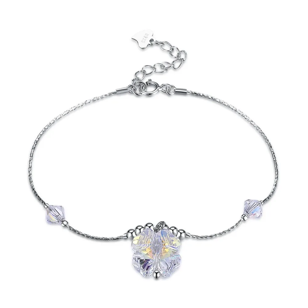 Женский браслет с кристаллами Swarovski элегантный из серебра 925 пробы простым