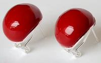 charm 925 silver 18mm red coral beads stud earrings ladys fashion jewelry