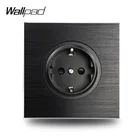 Wallpad L6 черный алюминиевый ЕС Schuko настенная электрическая розетка атласный металл, 86*86 мм