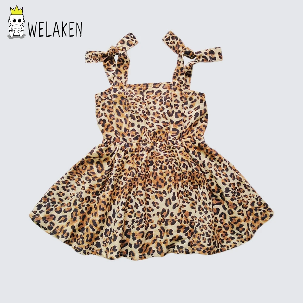 Welaken/Детские платья для девочек летнее леопардовое платье детская одежда малышей