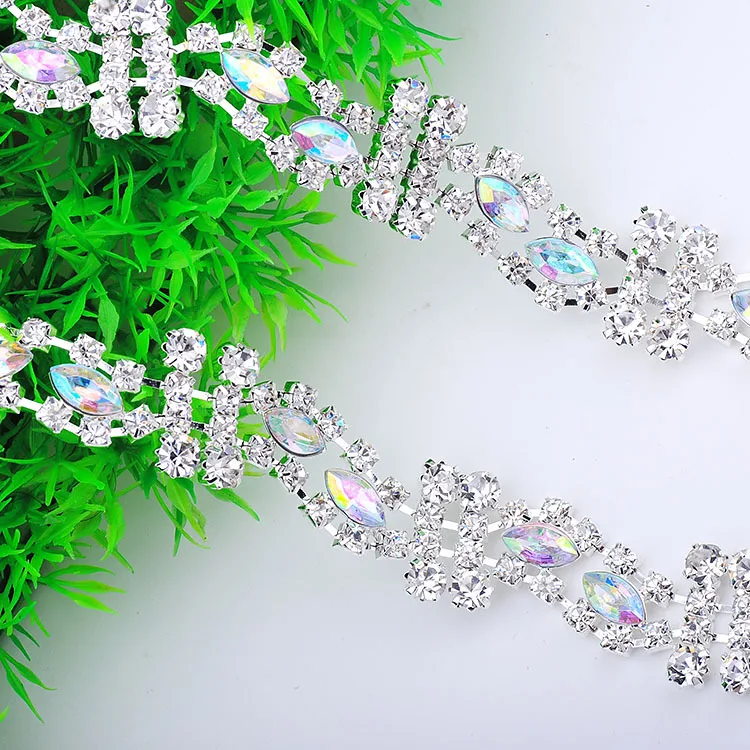 Free Shipping 5 yards Crystal Rhinestone Trim Applique Wedding Chain KACU002 | Дом и сад