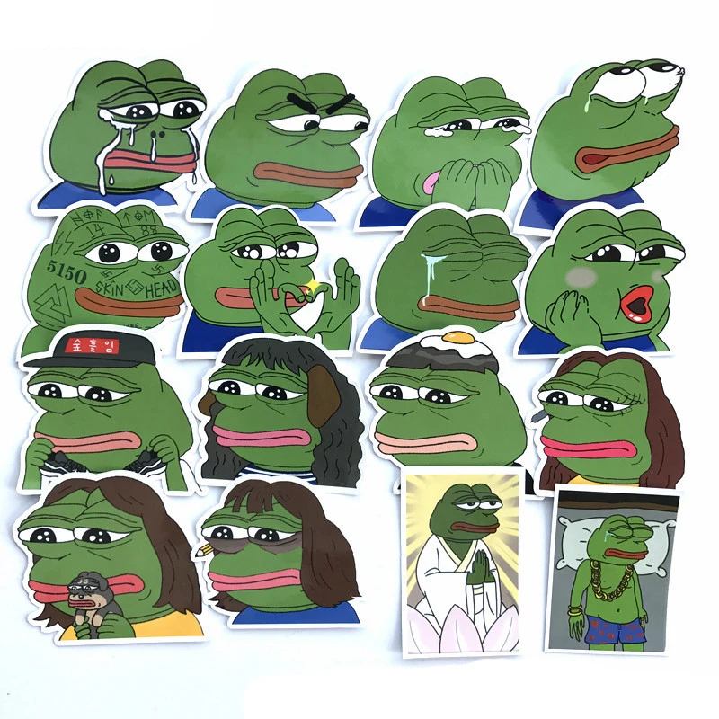 34 шт/компл наклеек с Пепе Sad Frog для сноуборда, багажа, автомобиля, холодильника, ноутбука. Подарки для детей.
