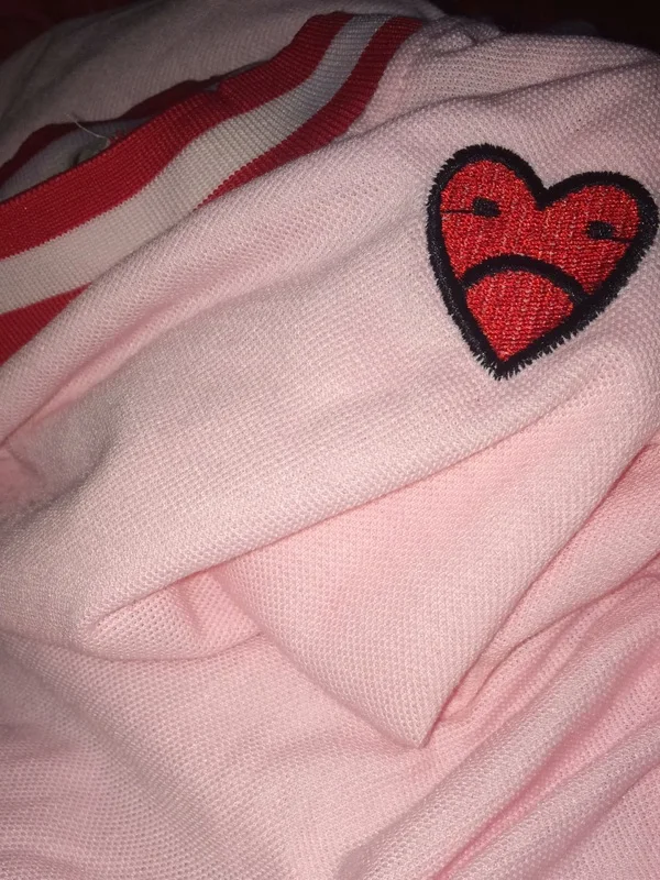 Японское мягкое весенне-летнее милое платье с вышивкой в виде сердечек высокой