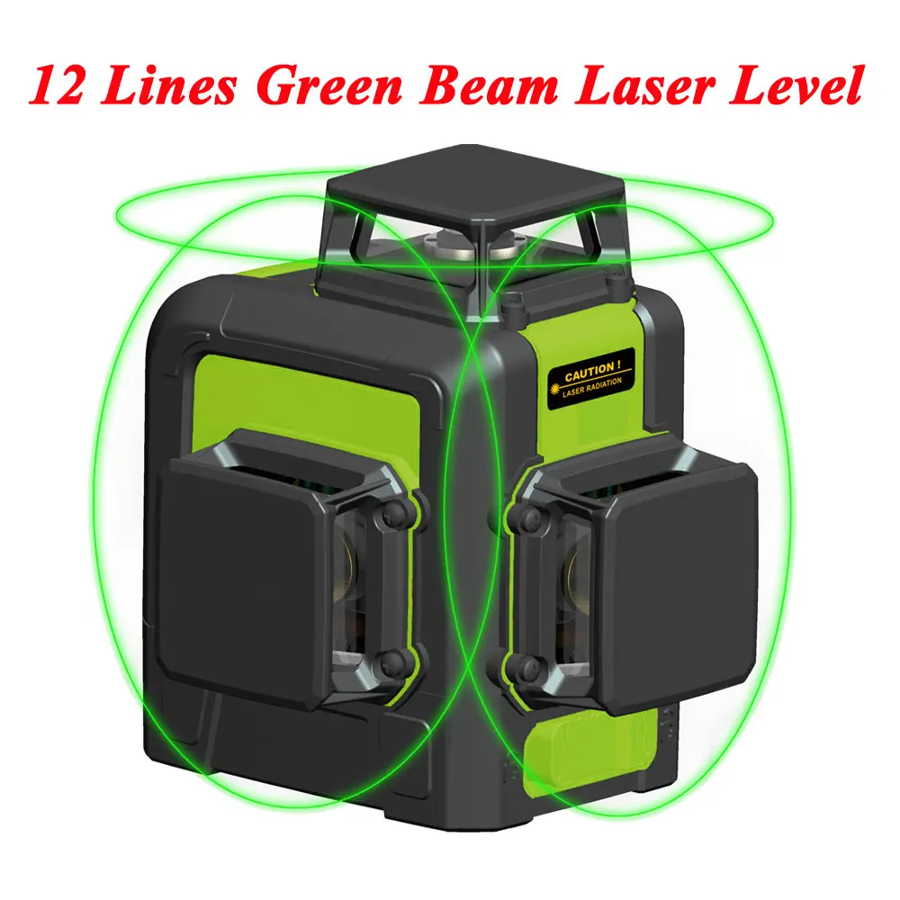 12 lines green beam 12 линий 8/2 линий лазерный уровень зеленый/красный луч вертикальный и горизонтальный Высокая точность 3D автоматический самонивелирующийся уровень 360 градусов - Цвет: 12 lines green beam