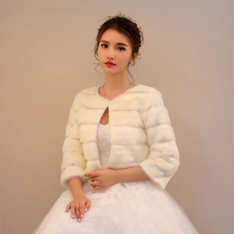 Bridal Coats Shawls Elegant Soft Autumn Winter Faux Fur Bride Wedding Wraps Bolero Jackets PJ91