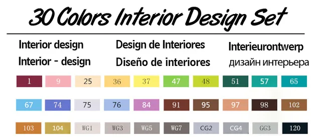 30 Interior Set TOUCHNEW лазерный маркер 30/40/60/80 Коло картины художника манга маркерных ручек лучше всего подходит для манга двойной головой эскиз на спиртовой основе маркер-кисточка - Цвет: 30 Interior Set
